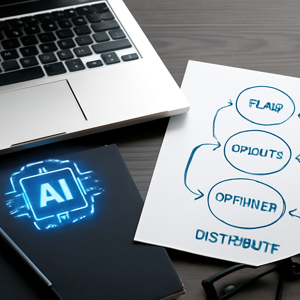 Illustration for An AI-Powered Workflow: Plan, Create, Optimize, Distribute related to seo and content marketing