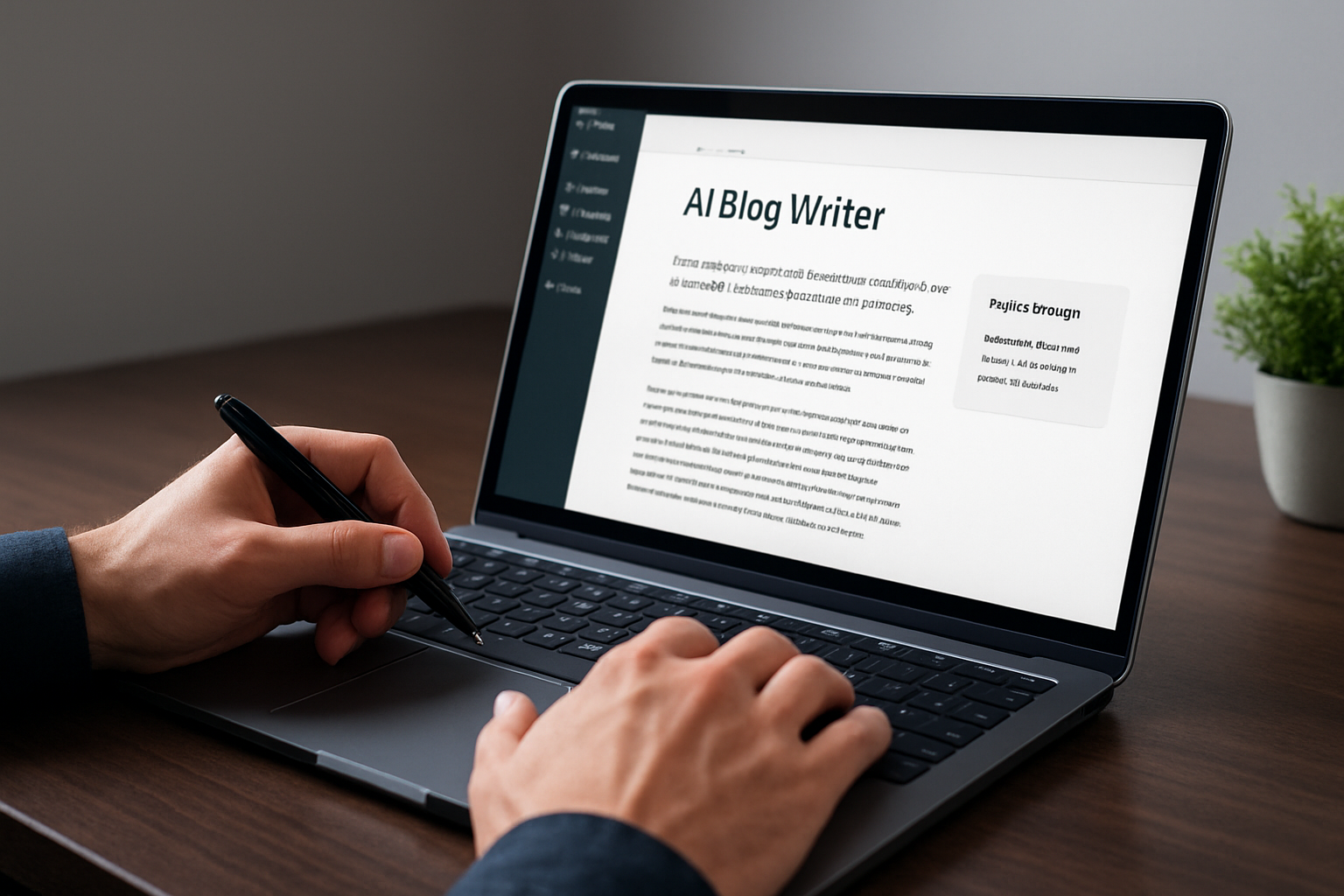 Illustration for Step 4: Draft at scale with AI blog writer and embed helpful hidden prompts related to AI workflows for brand visibility in AI search