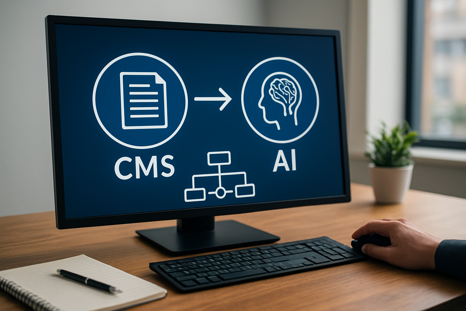 Illustration for The CMS (content management system)-to-AI (artificial intelligence) Architecture related to how to automate indexing and backlink workflows